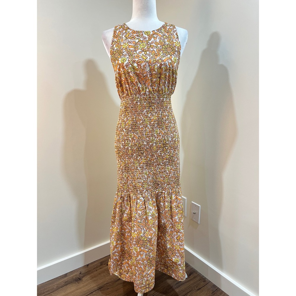 J. Crew Collection‎ Smocked cross-back dress in medallion floral size 6